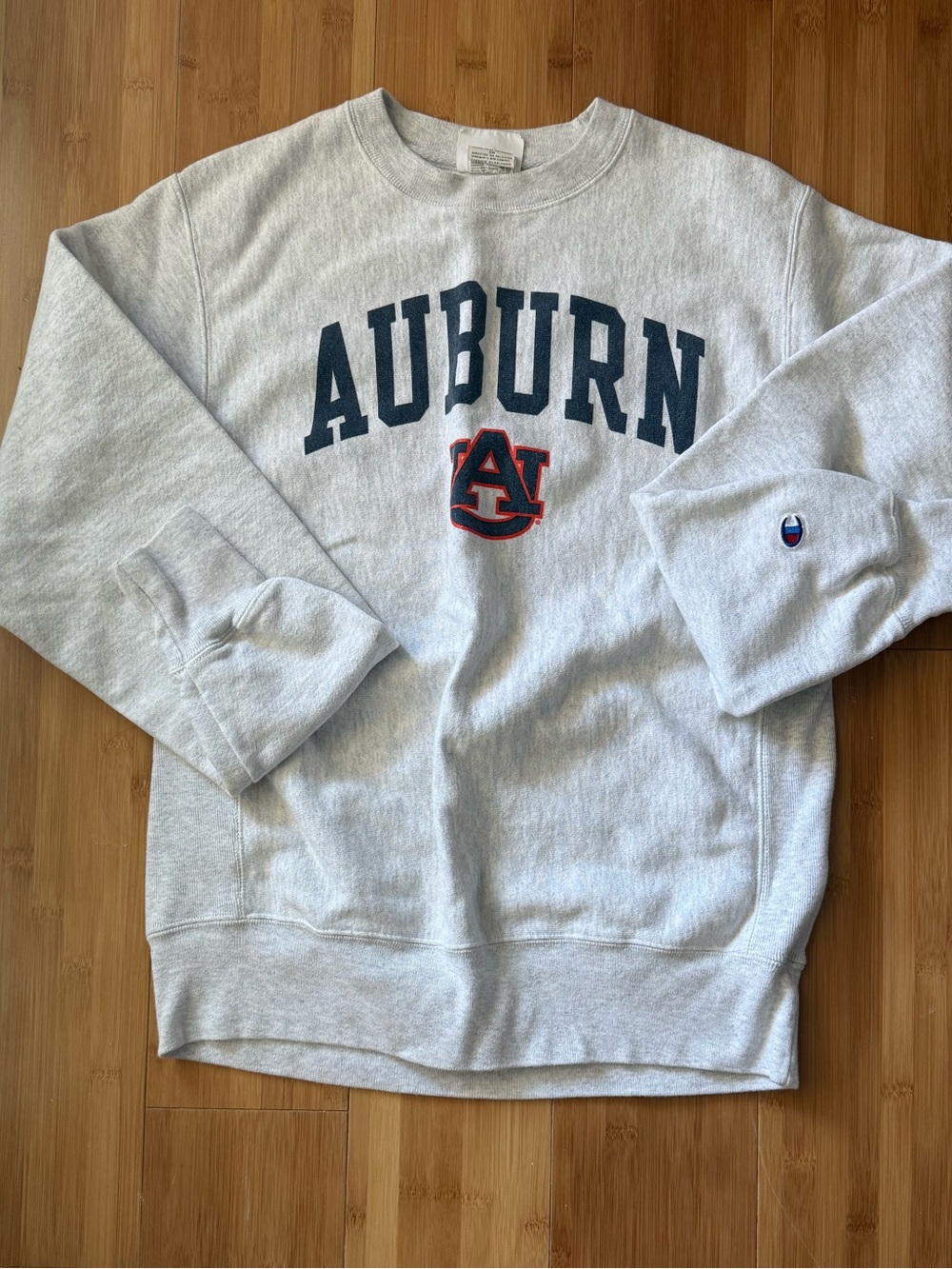 Champion Gray Auburn Crewneck Sweatshirt with Navy & Orange Logo